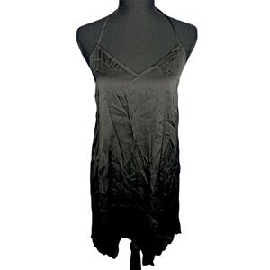 Miss to Mrs Womens Sz M Black Slip Dress Mini Silky Satin Bridal Sexy Flirty LBD